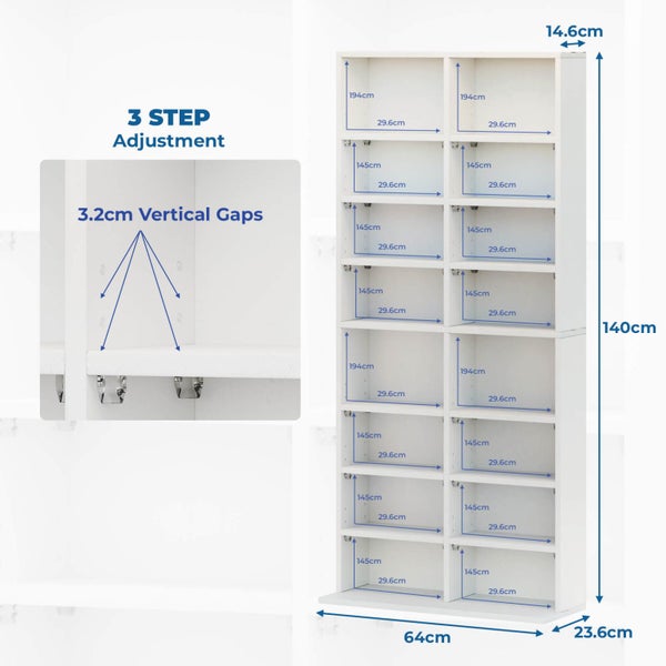8 Tier CD/DVD Rack- White Carousel 2