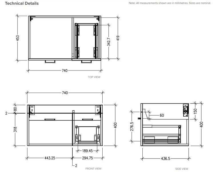 750 QUBE WALL HUNG VANITY IN SPINIFEX Carousel 5