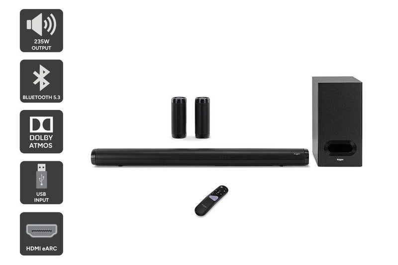 Kogan 5.1 Channel 235W Dolby Atmos Soundbar with Subwoofer & Rear Speakers, Carousel 1