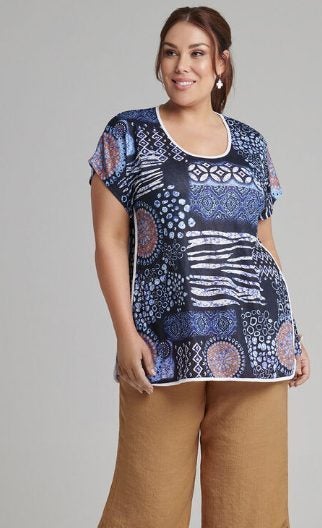 Virtuelle Blue Brown Top New Sz S (16) RRP$109 Carousel 1