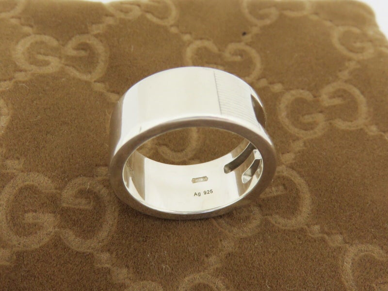 GUCCI Sterling Silver Stencil G Logo Ring Size 5 Carousel 4