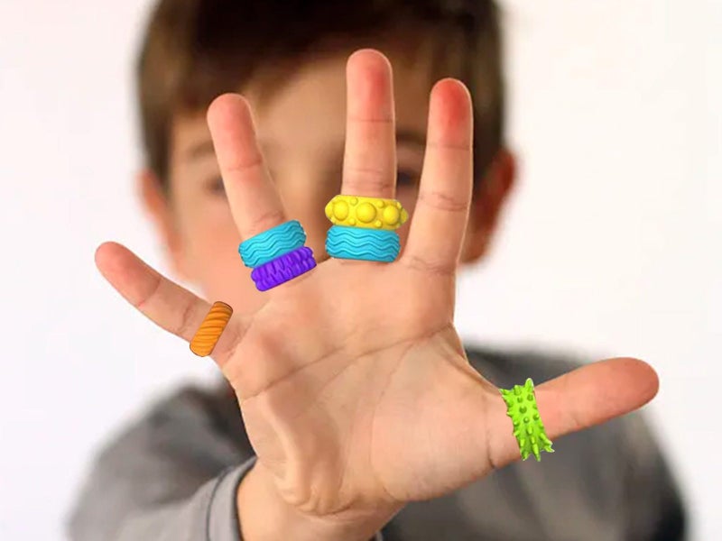12 PCS Fidget Ring Sensory Toys Soft Stress Reducer Ring Finger Spinner Ring Carousel 2