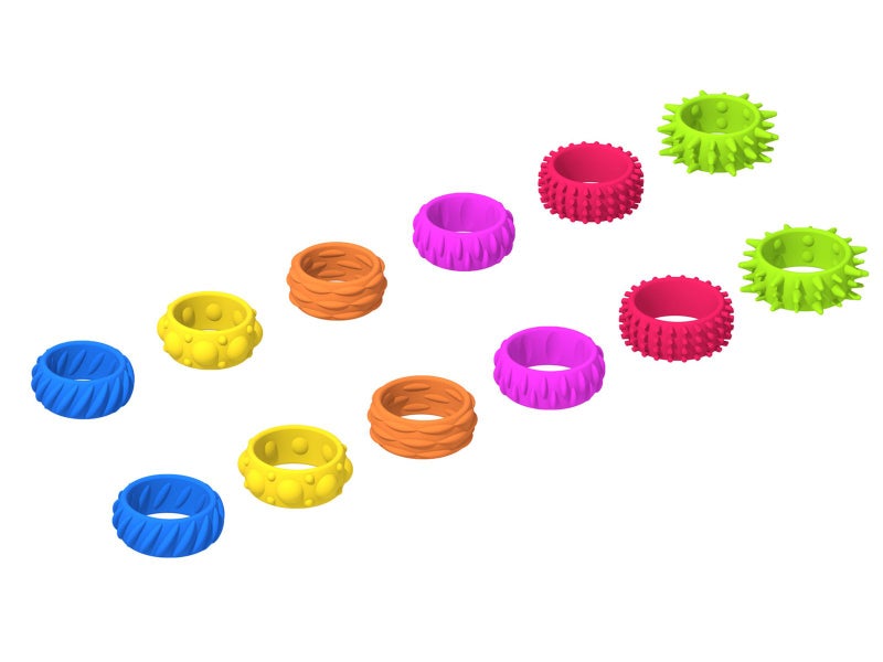 12 PCS Fidget Ring Sensory Toys Soft Stress Reducer Ring Finger Spinner Ring Carousel 7