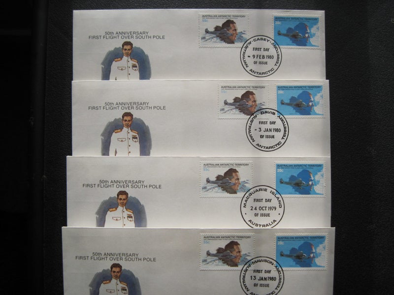 Australia Anniversary 1st Flight over sth pole 1979 (1214) 4 x1st Day Cover Carousel 1