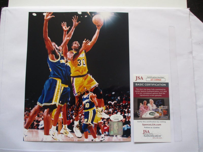 Earvin "Magic" Johnson "Basketball Legend" large signed Photo + Authentication Carousel 1