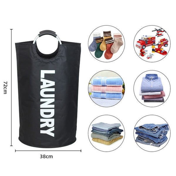 Elosung Dark Gray Large Capacity Double Oxford Fabric Laundry Hamper With Alumin Carousel 2