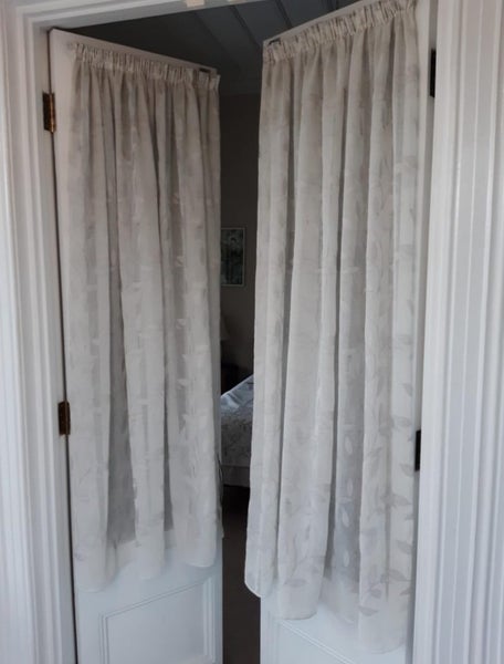 Net curtains, set of 2, each one 145cm wide x 155cm long, off white/cream Carousel 6