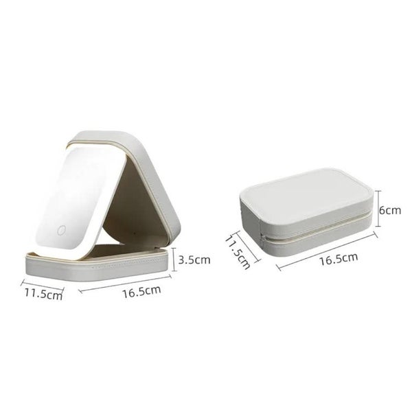 Veile Studios White Led Jewelry Box With Mirror Smart Light Adjustment And Dual Carousel 2
