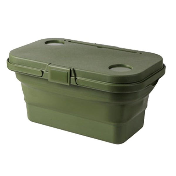 Elosung Army Green Foldable Outdoor Picnic Basket With Lid And Tabletop Camping Carousel 1