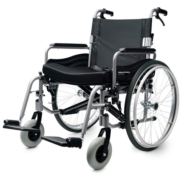 Equipmed Extra Wide Folding Wheelchair Aluminium Frame 150Kg Capacity 24 Inch Wh Carousel 1