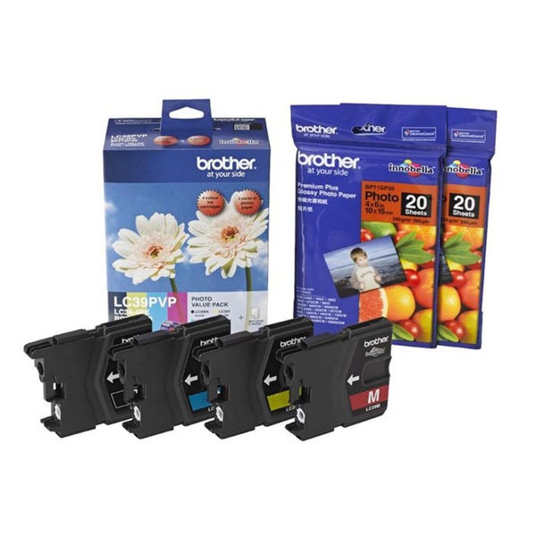 Brother LC39PVP 4 Colours Photo Value Pack Ink Cartridge + Photo Papers Carousel 1