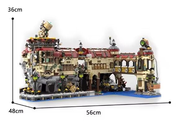 Steampunk Train Station MOC 3436pcs Advanced Build Carousel 1