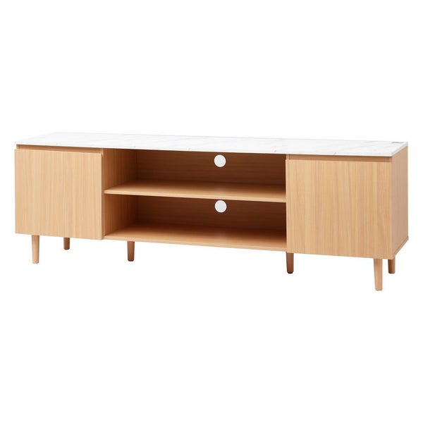 Tv Cabinet Entertainment Unit Stand 180cm Pine White Carousel 1