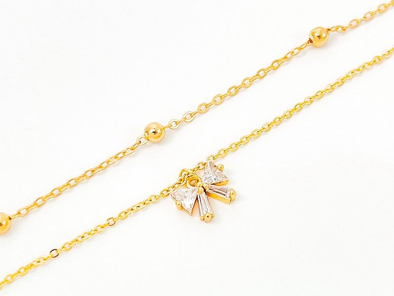 Gold-Plated Zircon Butterfly Knot Anklet Carousel 1