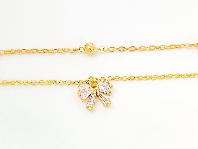 Gold-Plated Zircon Butterfly Knot Anklet Carousel 2