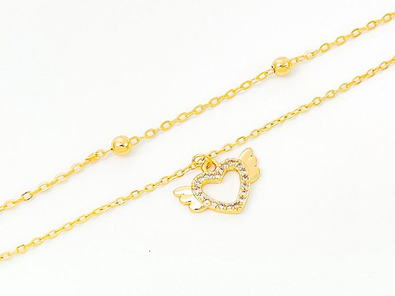 Gold-Plated Zirconia Encrusted Heart-Shaped Anklet Carousel 1