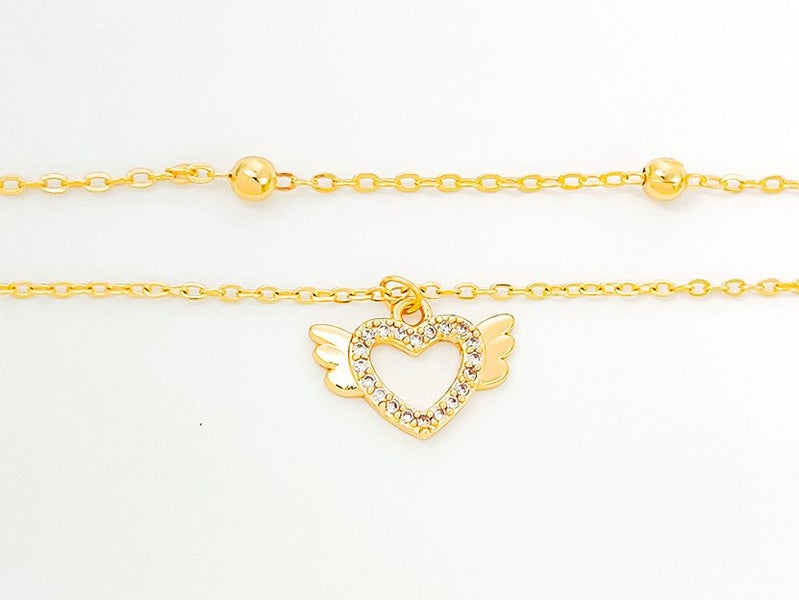 Gold-Plated Zirconia Encrusted Heart-Shaped Anklet Carousel 2