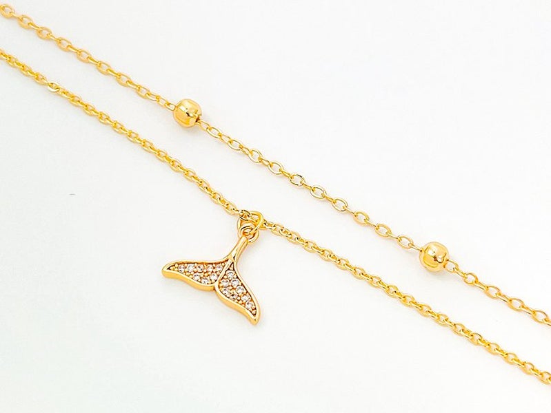 Gold-Plated Zirconia Fish Tail Anklet Carousel 1