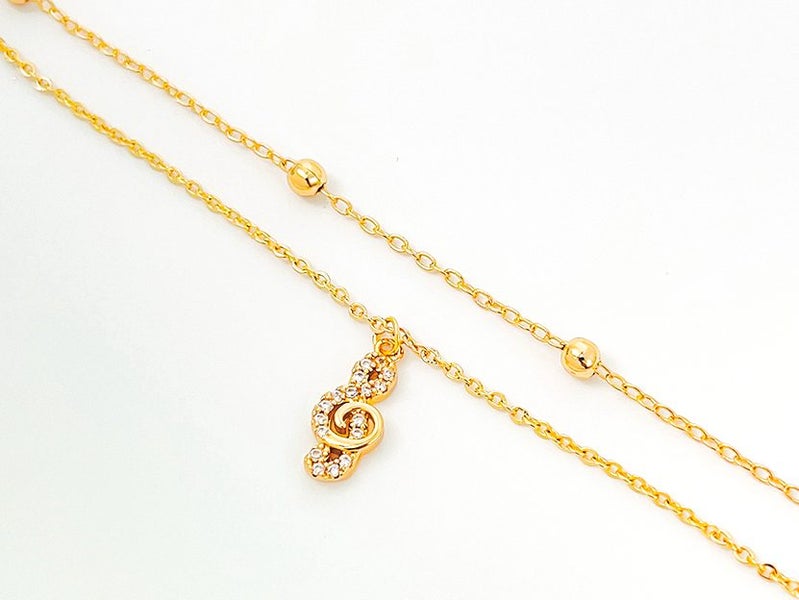 Gold-Plated Zirconia Musical Note Anklet Carousel 1