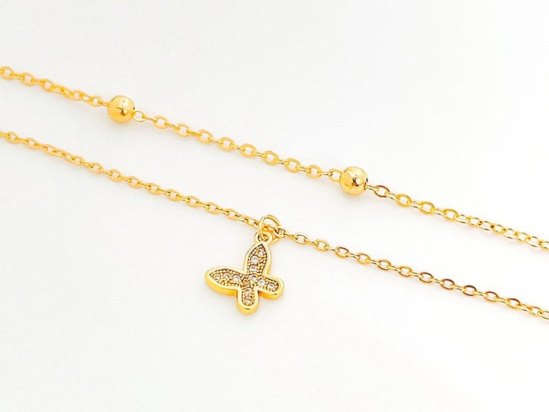 Gold-Plated Zirconia Butterfly Anklet Carousel 1