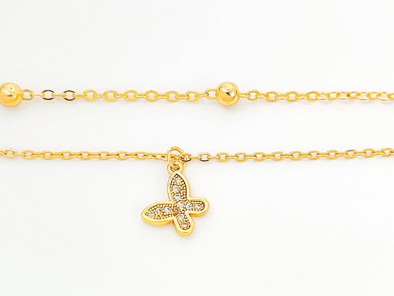 Gold-Plated Zirconia Butterfly Anklet Carousel 2