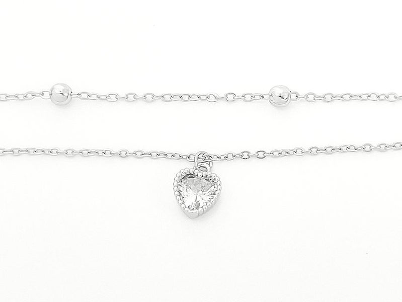 Zirconia-Inlaid Platinum Heart Anklet Carousel 1