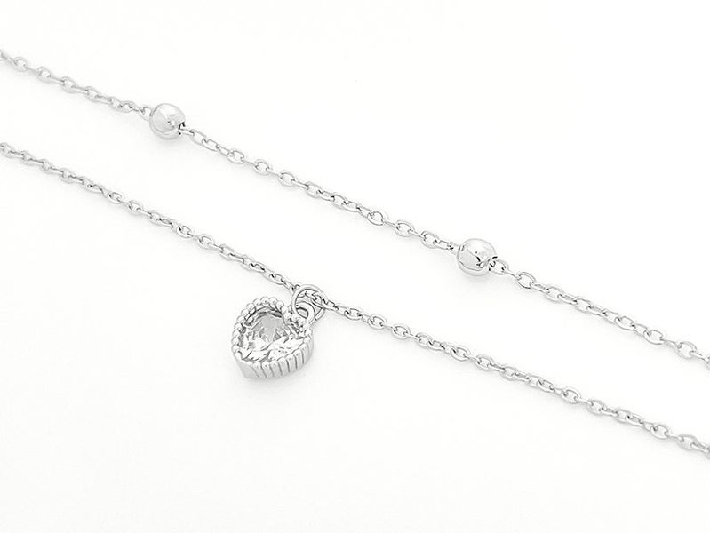 Zirconia-Inlaid Platinum Heart Anklet Carousel 2