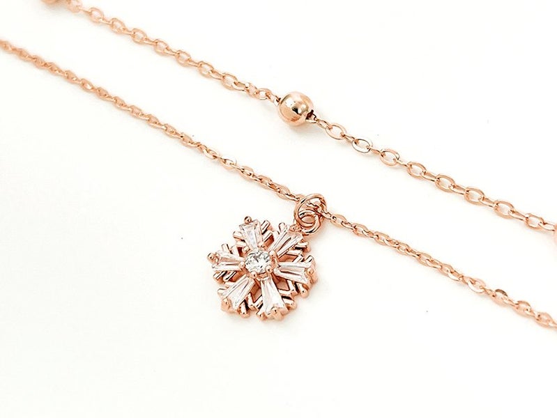 Rose Gold Snowflake Anklet with Zirconia Inlay Carousel 2