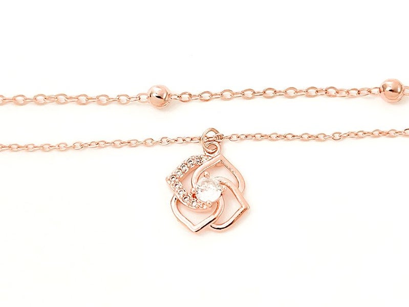 Rose Gold Flower Anklet with Zirconia Inlay Carousel 1