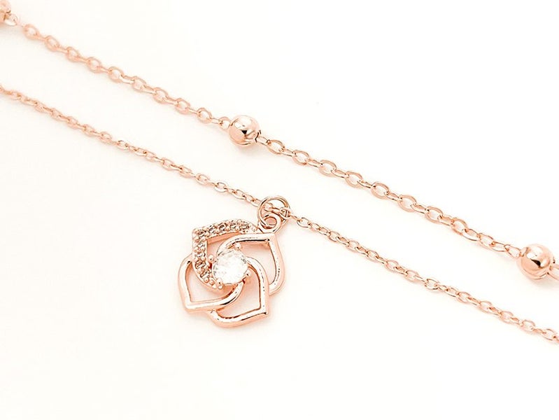 Rose Gold Flower Anklet with Zirconia Inlay Carousel 2