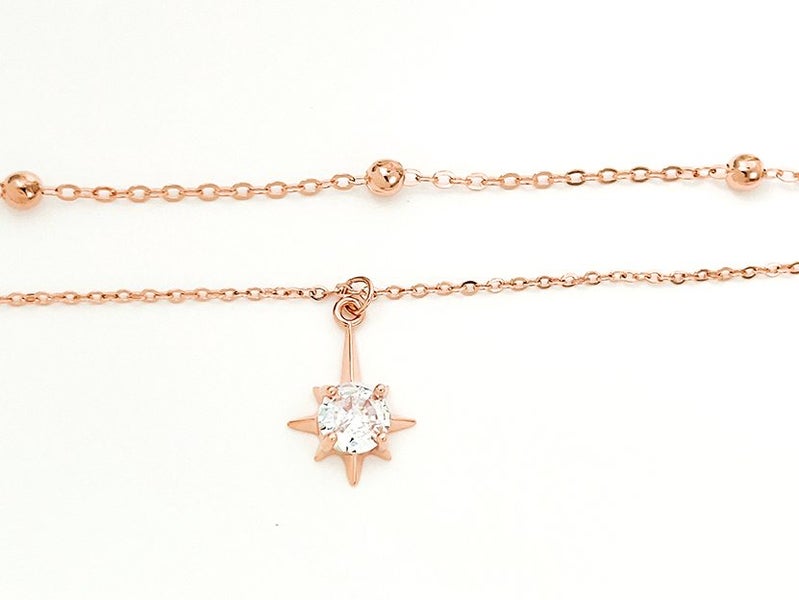 Sparkling Zirconia-Accented Rose Gold Anklet Carousel 2