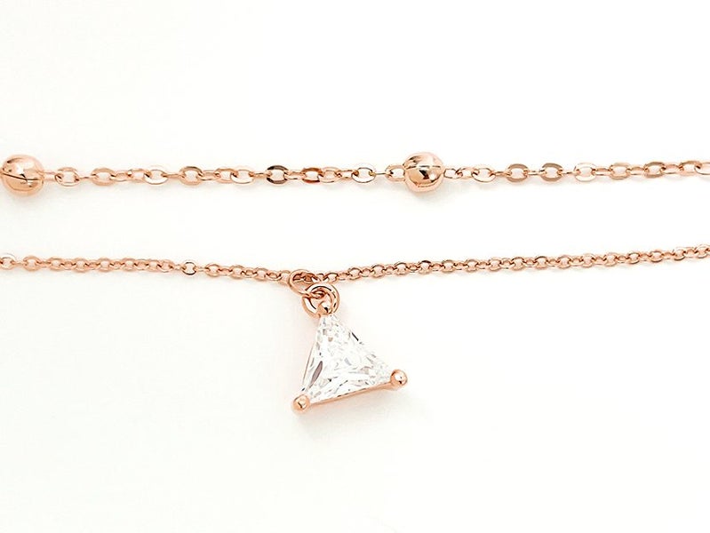 Sparkling Zirconia-Accented Rose Gold Anklet Carousel 2