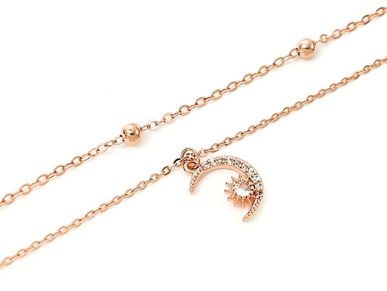 Sparkling Zirconia-Accented Rose Gold Anklet Carousel 1