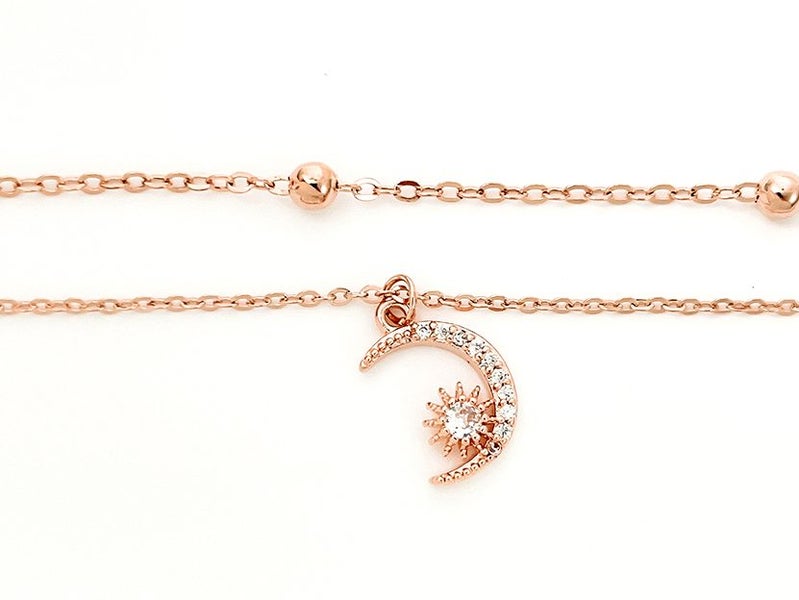 Sparkling Zirconia-Accented Rose Gold Anklet Carousel 2