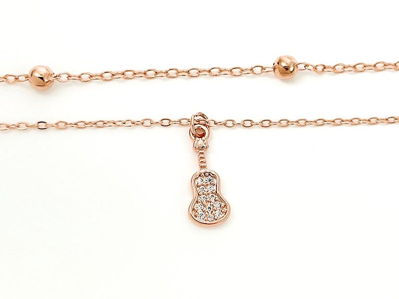 Rose Gold Zirconia Guitar Anklet Carousel 2