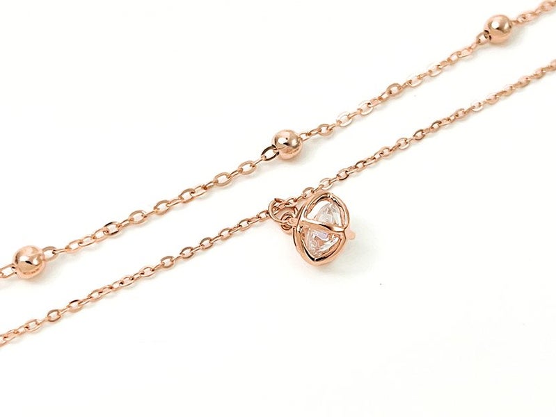 Sparkling Zirconia-Accented Rose Gold Anklet Carousel 1