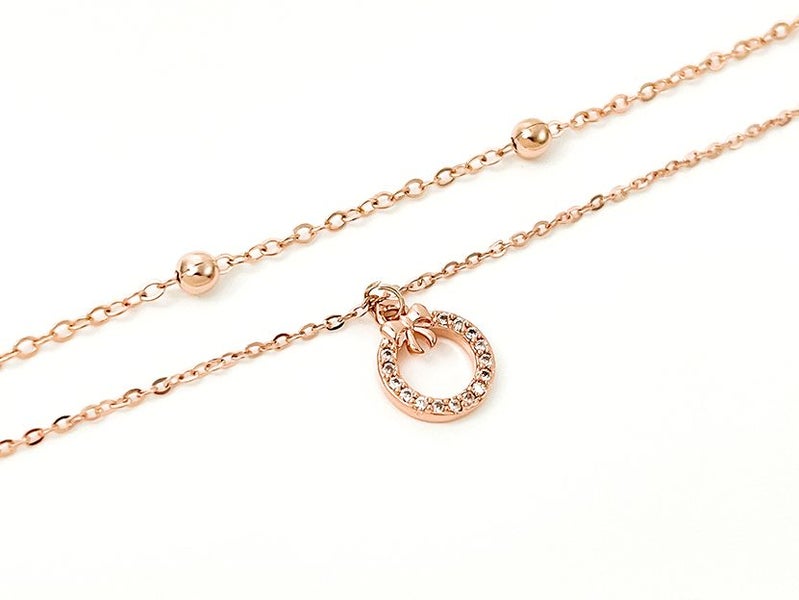 Sparkling Zirconia-Accented Rose Gold Anklet Carousel 1