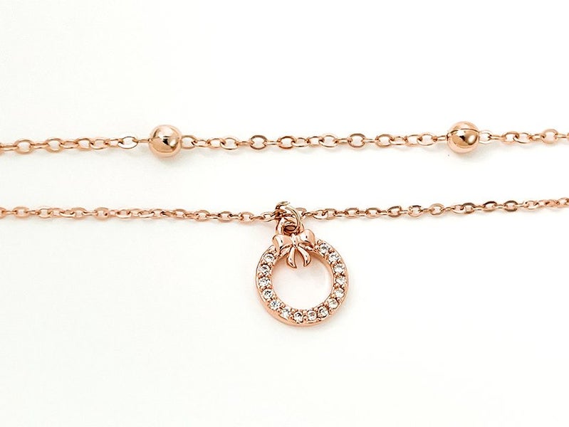Sparkling Zirconia-Accented Rose Gold Anklet Carousel 2