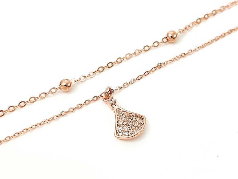 Sparkling Zirconia-Accented Rose Gold Anklet Carousel 1