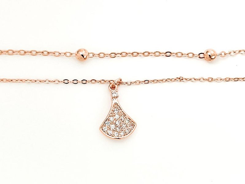 Sparkling Zirconia-Accented Rose Gold Anklet Carousel 2