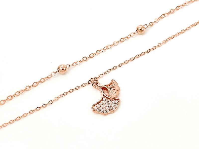 Sparkling Zirconia-Accented Rose Gold Anklet Carousel 1
