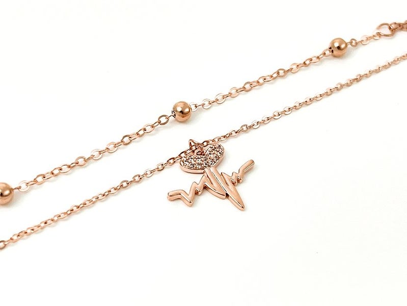 Sparkling Zirconia-Accented Rose Gold Anklet Carousel 1