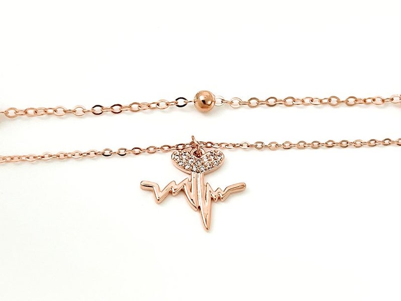 Sparkling Zirconia-Accented Rose Gold Anklet Carousel 2