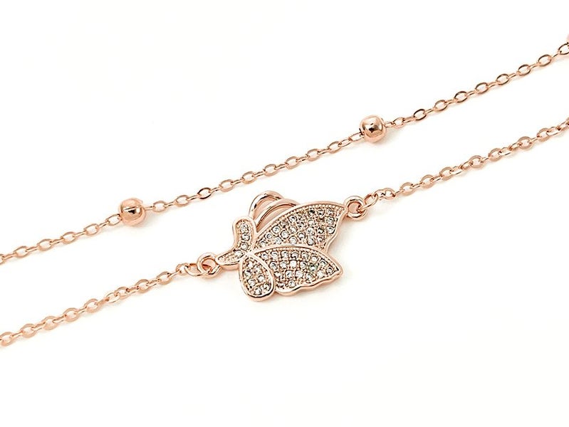 Rose Gold and Zirconia Elegant Butterfly Bracelet Carousel 1
