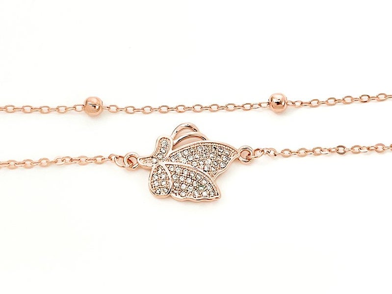 Rose Gold and Zirconia Elegant Butterfly Bracelet Carousel 2