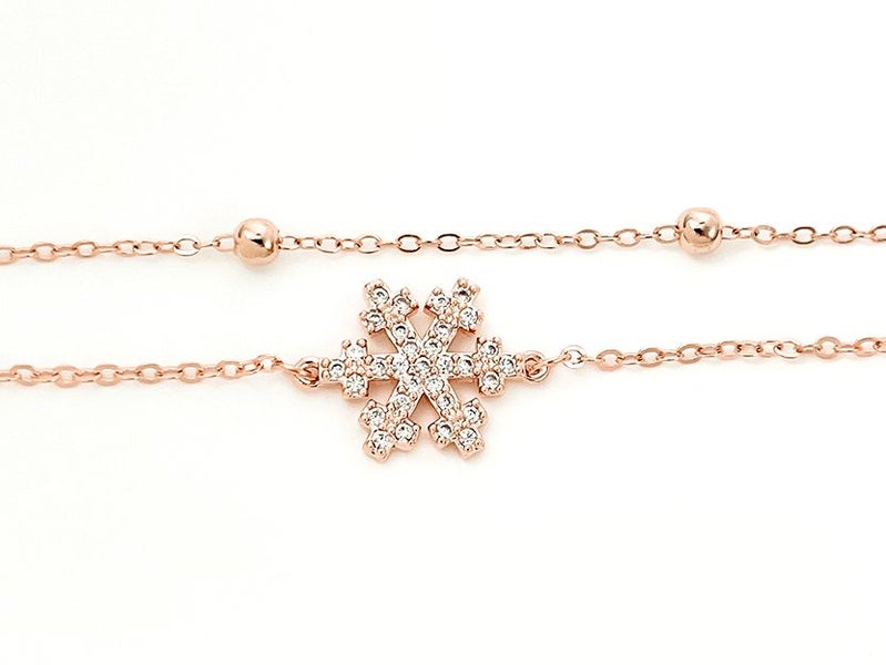 Rose Gold and Zirconia Delicate Snowflake Bracelet Carousel 2