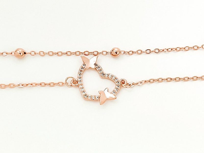 Rose Gold and Zirconia Elegant Heart Bracelet Carousel 2