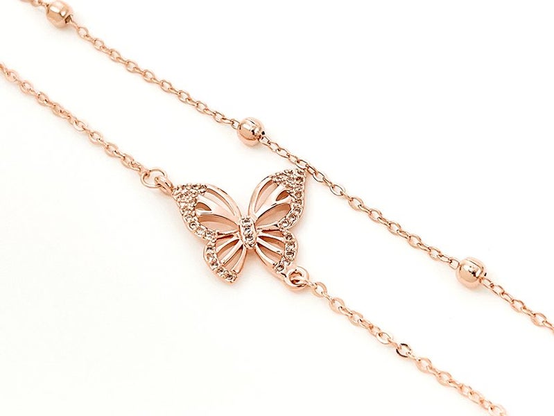 Rose Gold and Zirconia Elegant Butterfly Bracelet Carousel 1