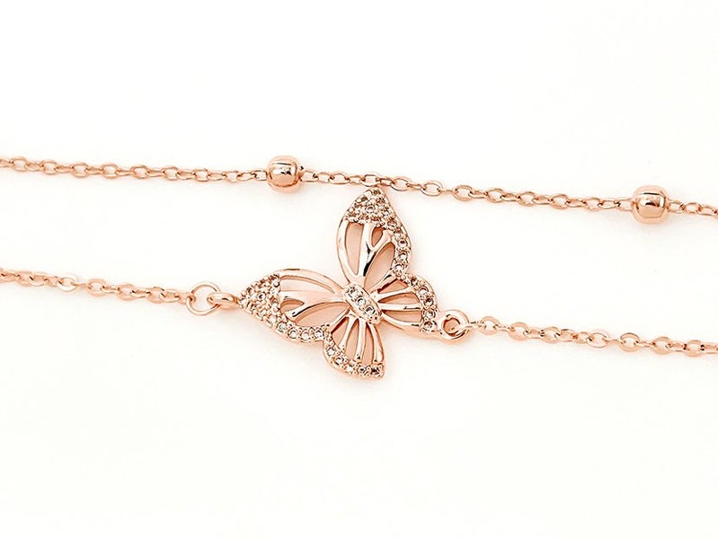 Rose Gold and Zirconia Elegant Butterfly Bracelet Carousel 2