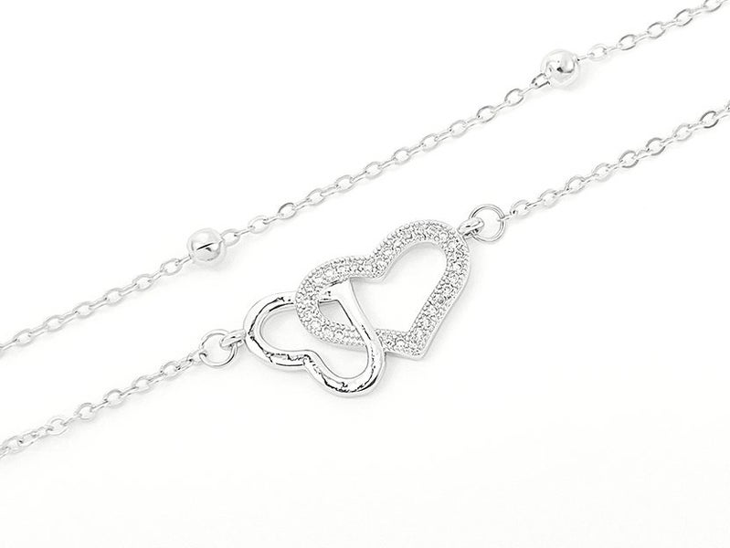 White Gold and Zirconia Elegant Heart Bracelet Carousel 1